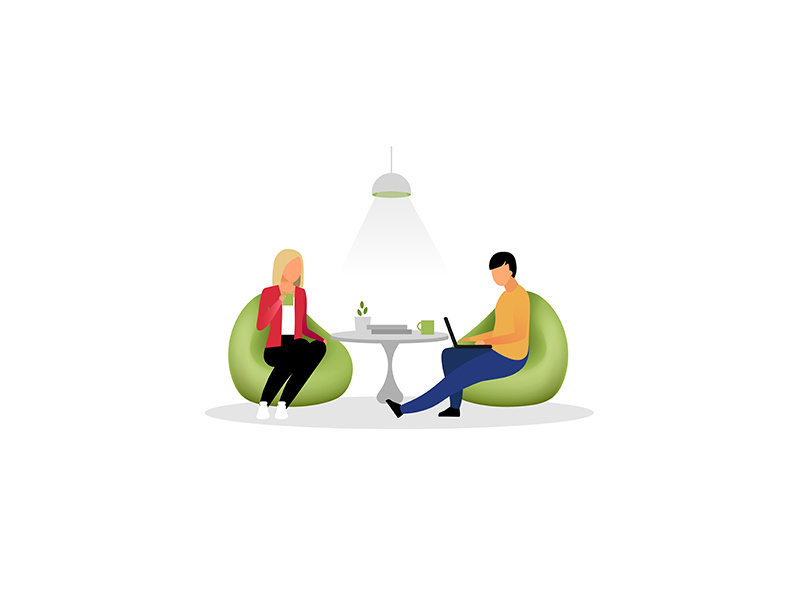 Colleagues have rest flat vector illustration
