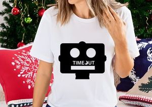Timeout error robot face icon with white background and text