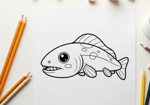 Cute cartoon fish swimming vector illustration flat design