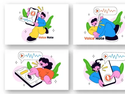 6 Voice Note Vector Illustration