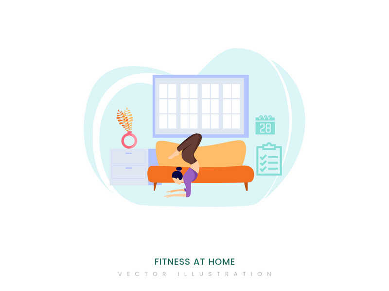 Fitness at home vector illustration