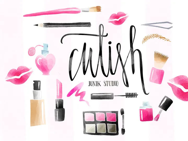Cutish – 13 Free Watercolor Make-Up Elements