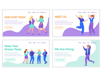Employee recruitment landing page vector templates set preview picture