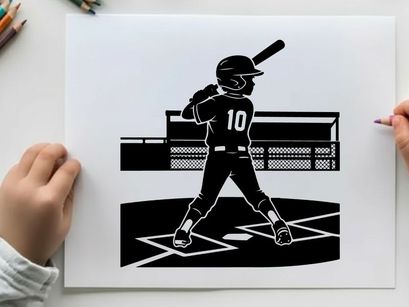 Baseball player silhouette ready to hit the ball