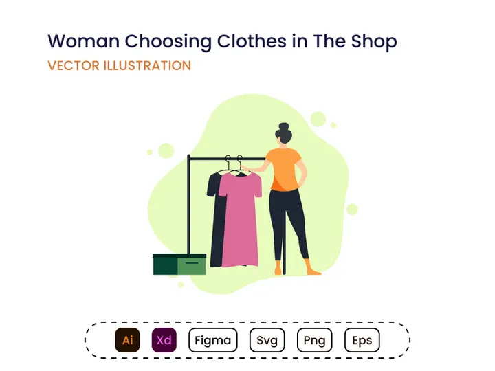 Shopping. Woman Choosing Clothes in the Shop