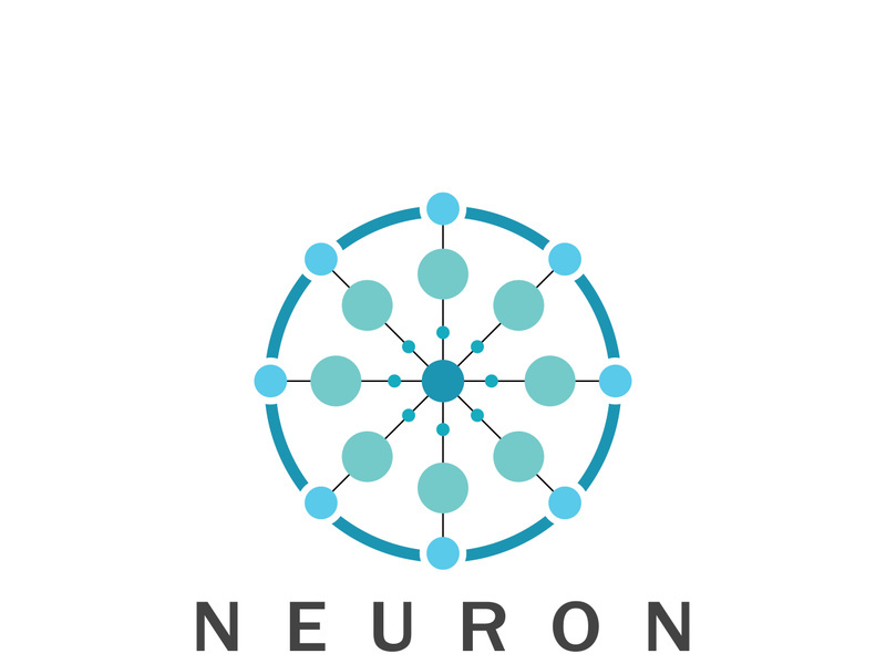 Neuron logo or nerve cell logo design,molecule logo illustration template icon with vector concept