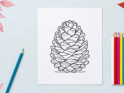 Close-up de um cone de pinheiro em fundo branco. Detalhe botânico natural para temas de natureza.