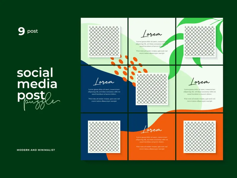 Social Media Post Template Instagram Puzzle Vector