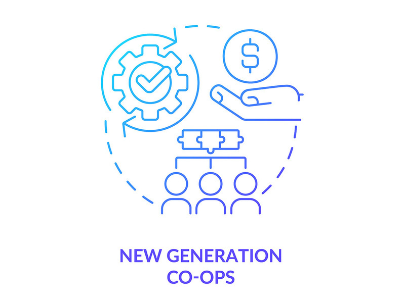 New generation co-ops blue gradient concept icon