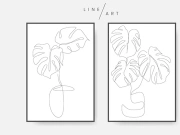 Monstera leaf line art