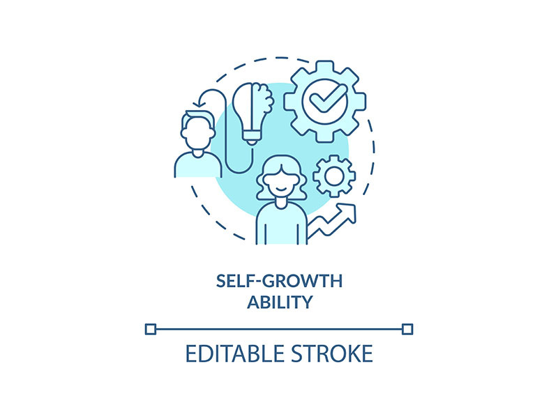 Self-growth ability turquoise concept icon