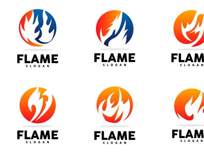 Red Flame Logo, Burning Heat Fire Vector