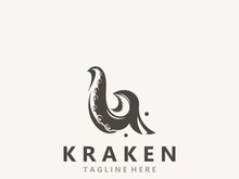 Kraken Octopus logo vintage ocean animal illustration template