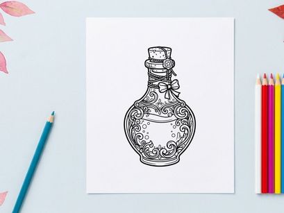 Elegant antique perfume bottle with intricate floral engravings. Vintage glass decanter for luxury fragrance or decorative display.