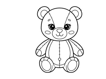 Cute teddy bear sitting flat design vector illustration