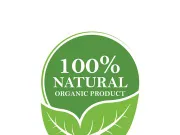 100% Natural and organic product badge vector green icon