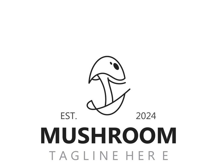 Mushroom botanical logo  modern and simple stamp style. nature or food template