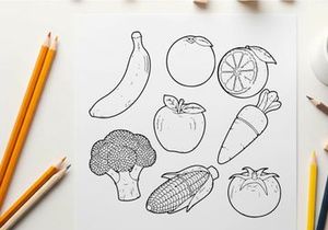 Fresh fruits vegetables flat design vector illustration set