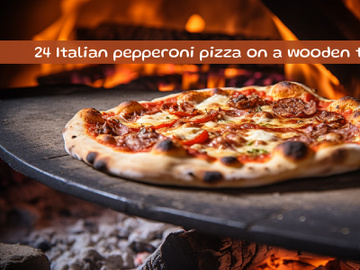 Italian pepperoni pizza on a wooden table preview picture