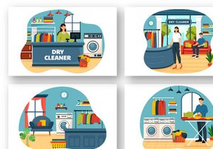 8 Dry Cleaner Store Illustration
