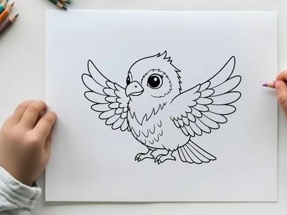 Cute flying bird flat design vector illustration