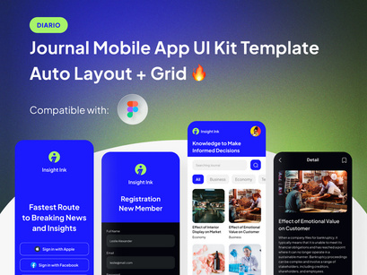 Diario - Journal Mobile App UI Kit