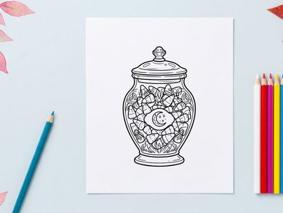 Tarro de vidrio elegante con diseño de grabado floral. Contenedor transparente decorativo con patrones grabados ornamentales para decoración del hogar.