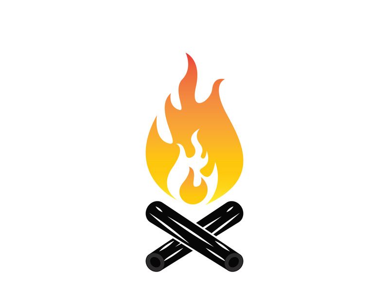 Bonfire Campfire Camp Fire place wood flame vintage retro logo design