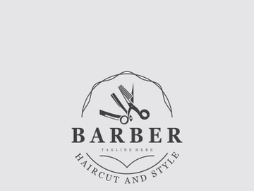 Barber vintage retro element badge or emblem on white background preview picture