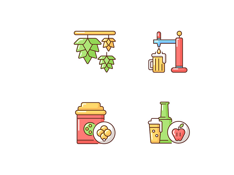 Beer drink RGB color icons set
