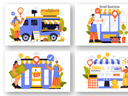 9 Small Business Vector Illustration