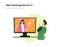 Man watching news on TV