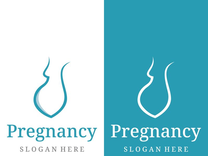 Abstract logo of mother or woman carrying baby or pregnant. Logos for clinics, pharmacies and hospitals.