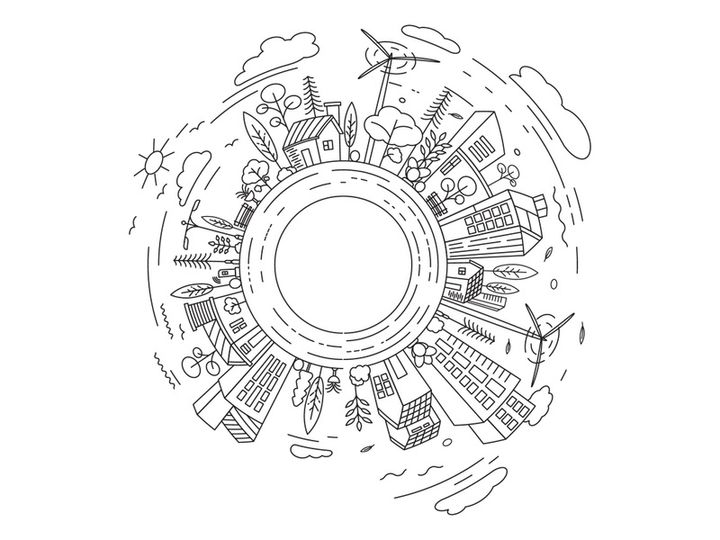 City Building Line art illustration