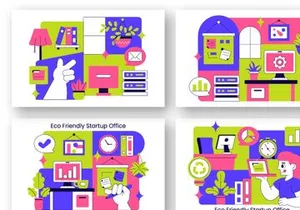 10 Eco Friendly Startup Office Illustration