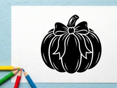 Stylized Halloween Pumpkin with Bow for Fall Decor and Celebrations