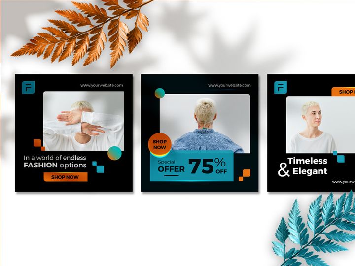 Fashion Sale Banner Social Media template collection with a lush lava color theme