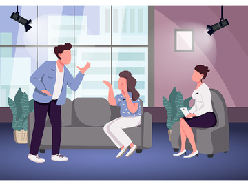 Conflict at talk show flat color vector illustration preview picture