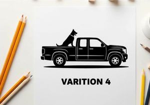 Silhouette of dog in pickup truck bed varition 4