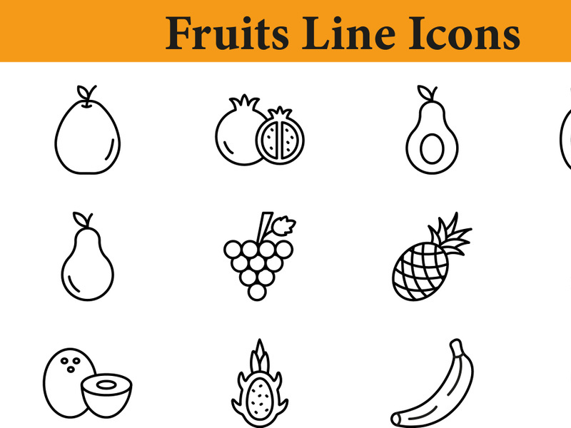 Fruits Outline icons set