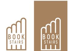 book stairs logo, or library for bookstores, book companies, publishers, encyclopedias, libraries, education, digital books, vectors
