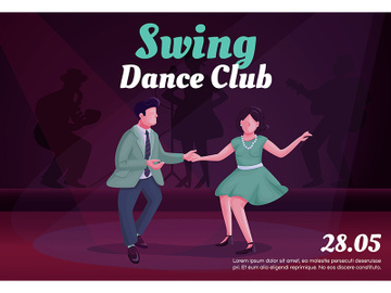 Swing dance club banner flat vector template preview picture