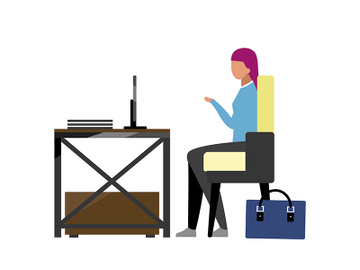 Video job interview flat color vector faceless character preview picture