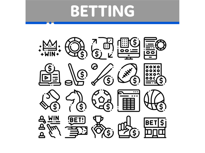 Betting And Gambling Collection Icons Set Vector