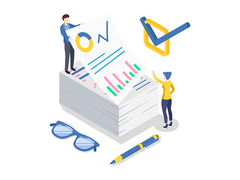 Business analytics isometric color vector illustration