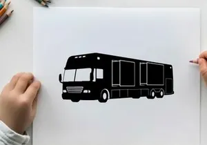 Silhouette of a large tour bus vehicle