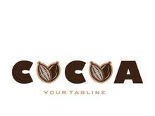 cocoa logo,cocoa bean,cocoa tree,cocoa branches and leaves,chocolate mix on white background,vintage,modern,simple,minimalist icon illustration template design vector