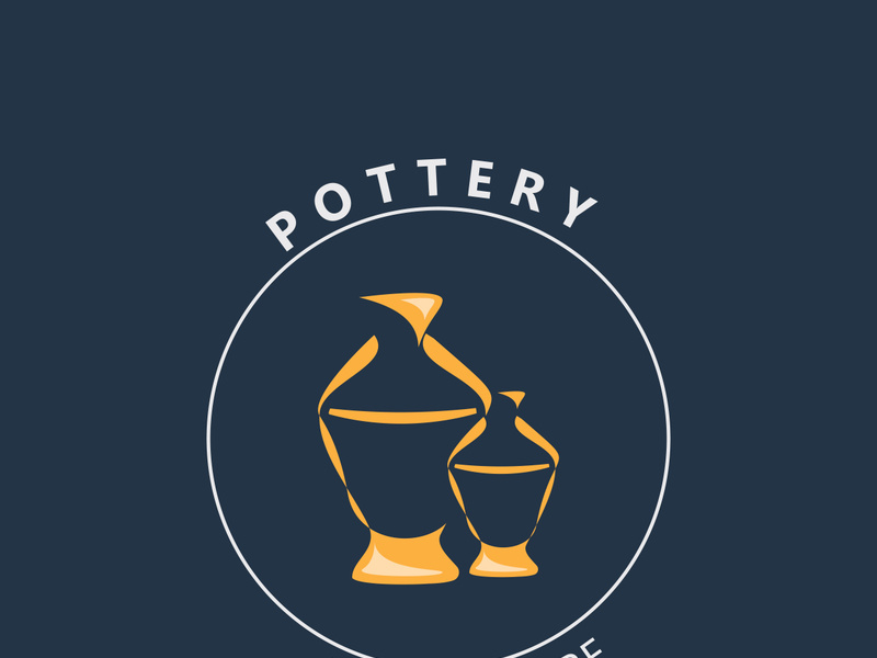 Pottery logo design handmade, creative traditional mug craft sign concept inspiration nature workshop