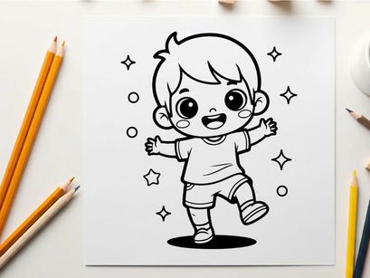 Cute toddler dancing joyfully vector illustration flat design
