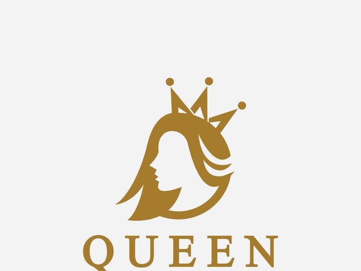 Beautiful face queen icon logo.for queen logo.Beauty woman hair salon golden logo. cosmetic, skin care business logo